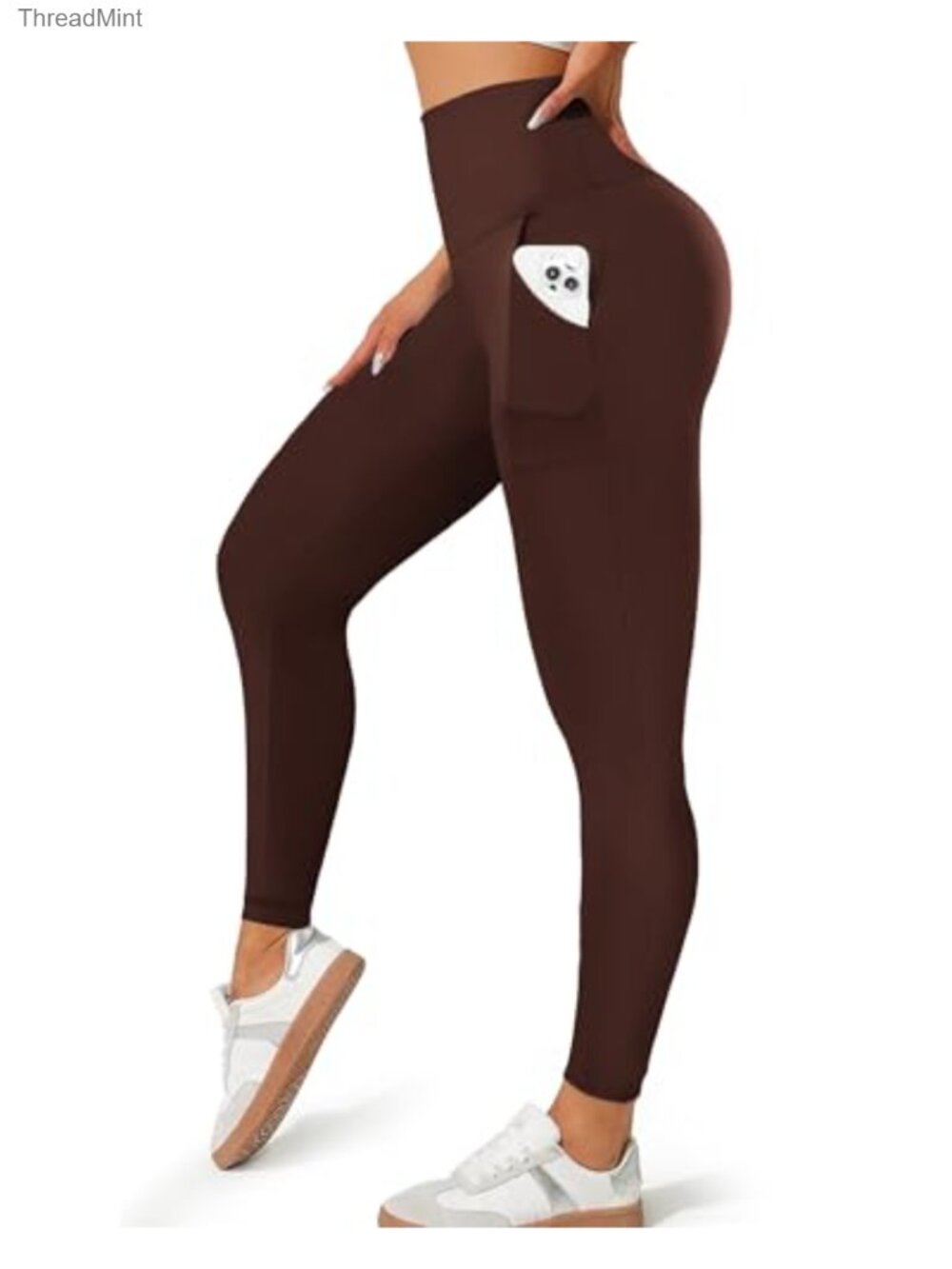 High Waisted Tummy Control Workout Leggings with Pockets 92% Polyester 8%